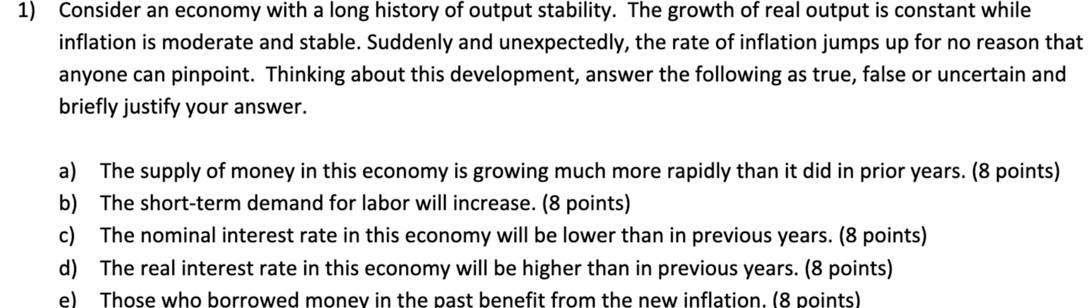 Solved Consider an economy with a long history of output | Chegg.com