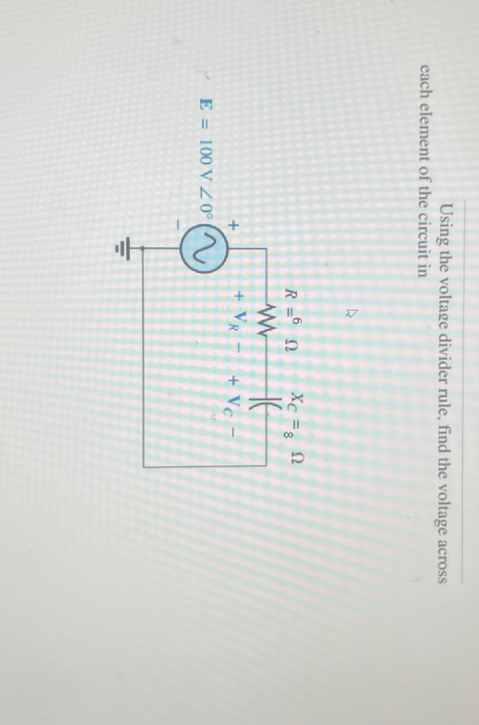 Solved Using the voltage divider rule, find the voltage | Chegg.com