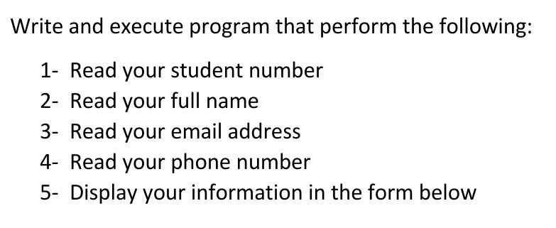 Solved Write and execute program that perform the following: | Chegg.com
