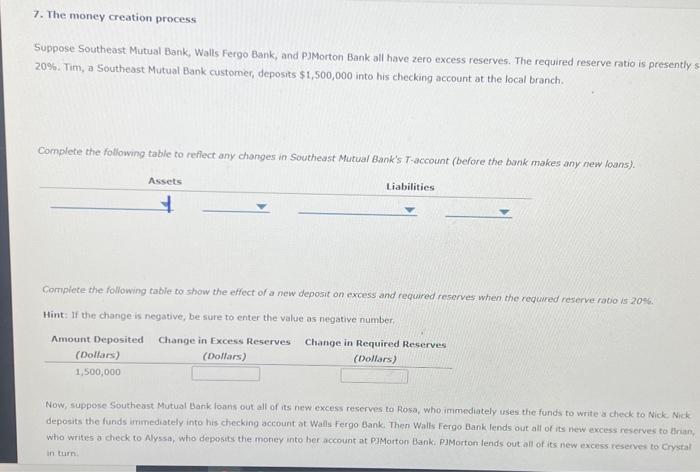 Solved 7. The Money Creation Process Suppose Southeast | Chegg.com