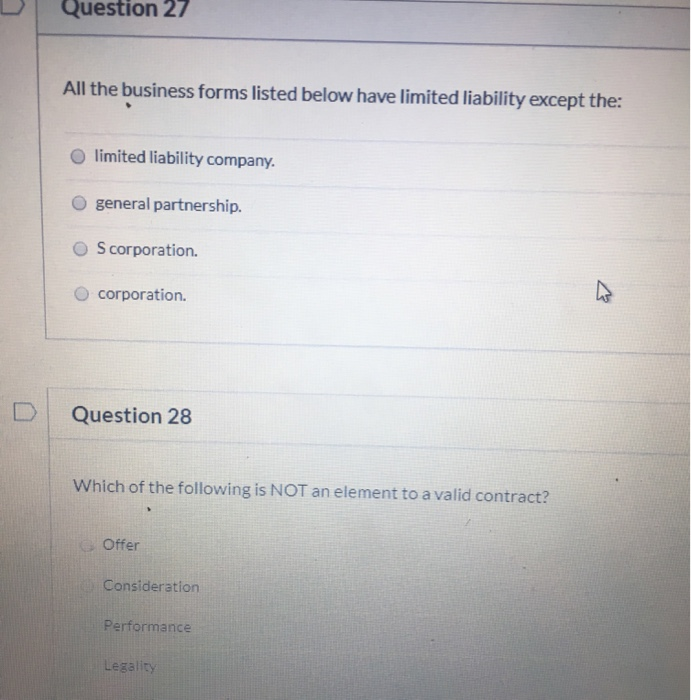 Solved Question 27 All the business forms listed below have