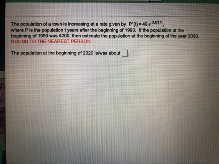Solved The population of a town is increasing at a rate | Chegg.com