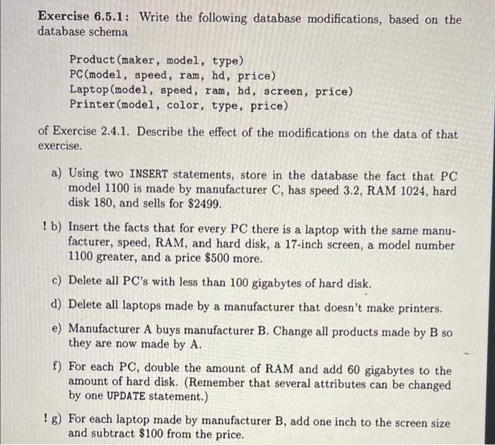 Solved Exercise 6.5.1: Write The Following Database | Chegg.com