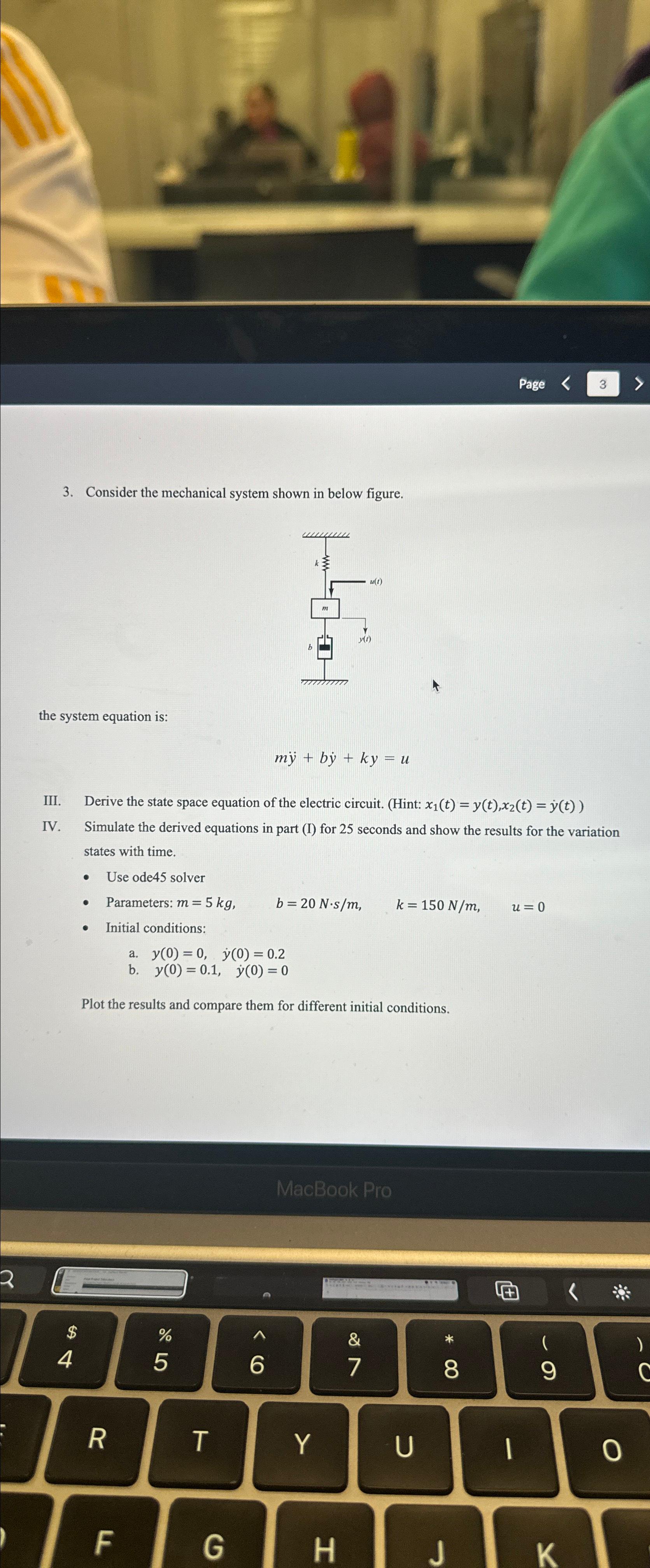 Solved Consider The Mechanical System Shown In Below | Chegg.com