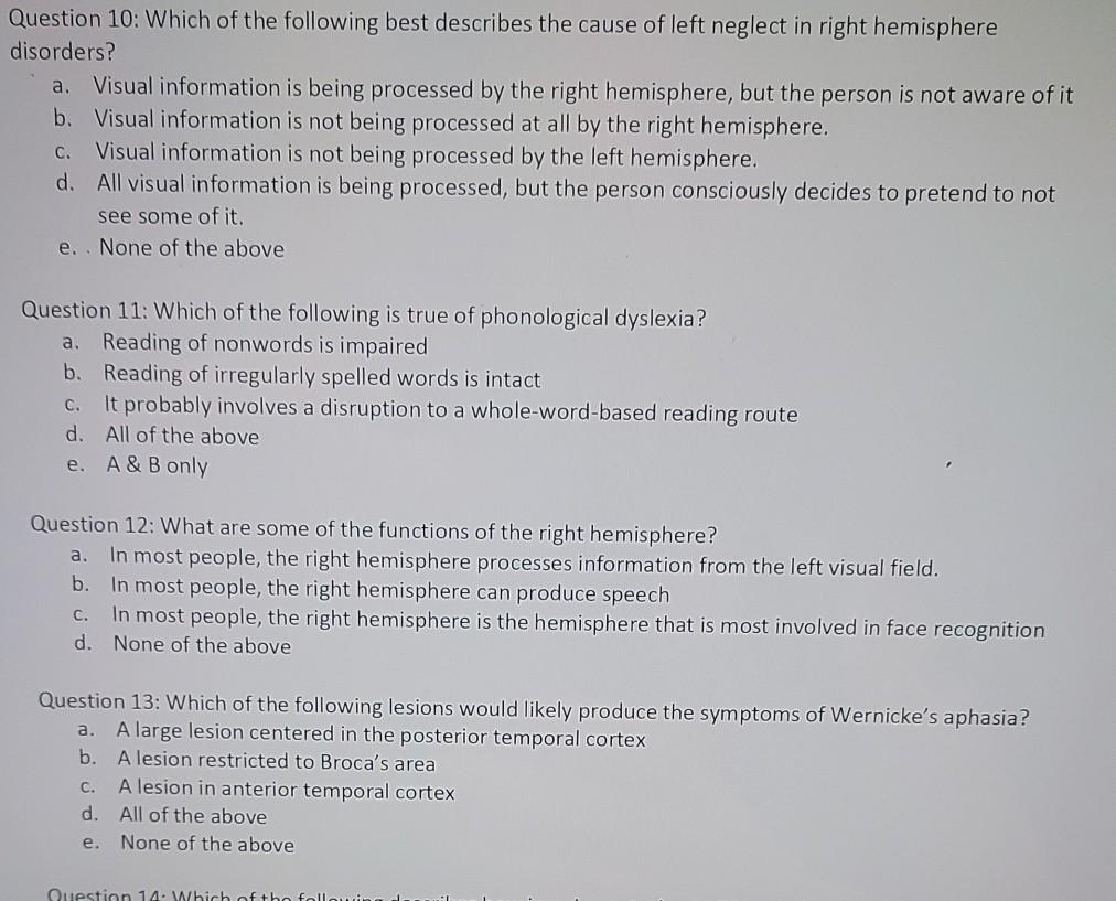 Solved Question 10: Which of the following best describes | Chegg.com