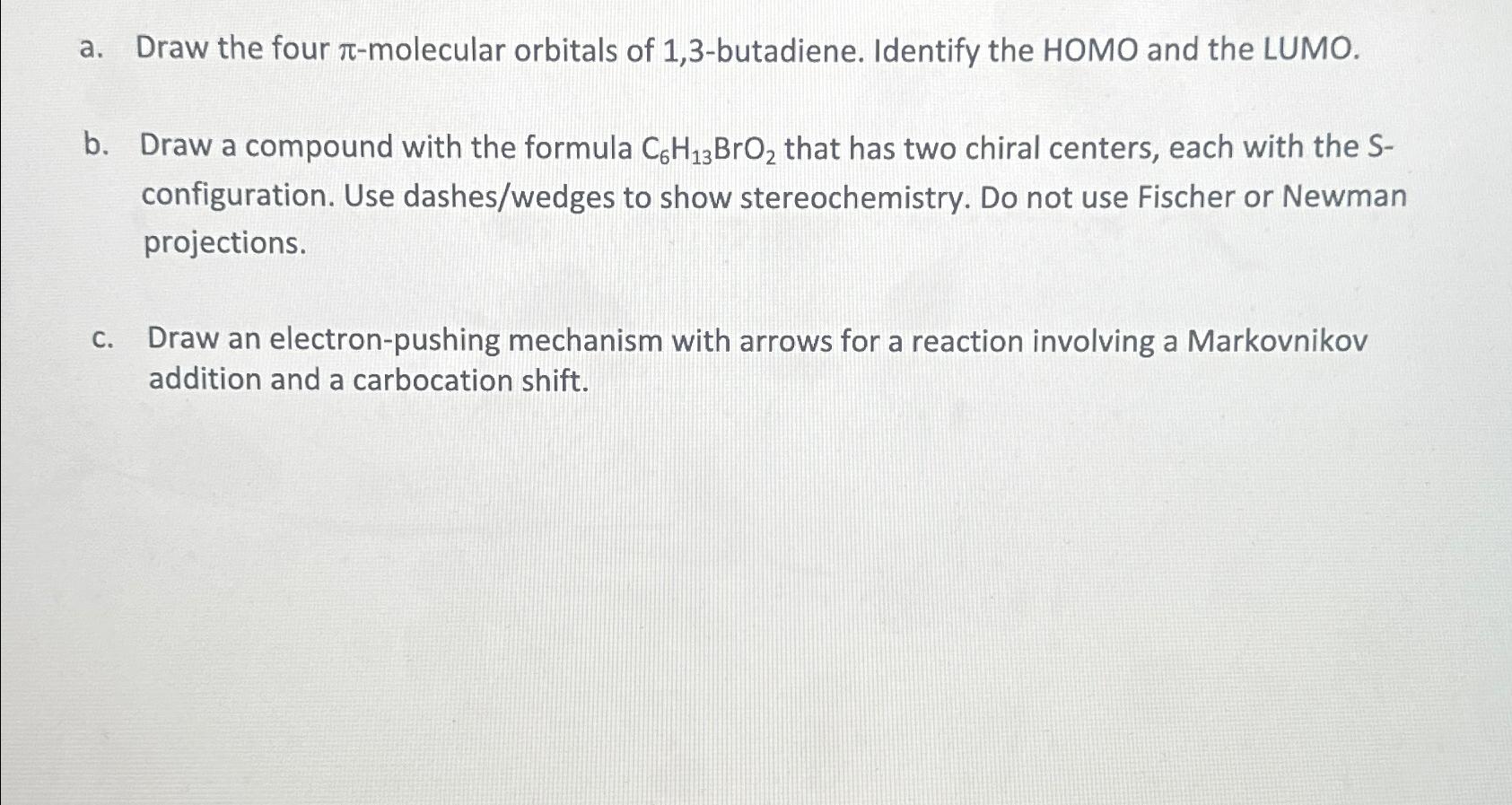Solved a. Draw the four \\\\pi -molecular orbitals of | Chegg.com