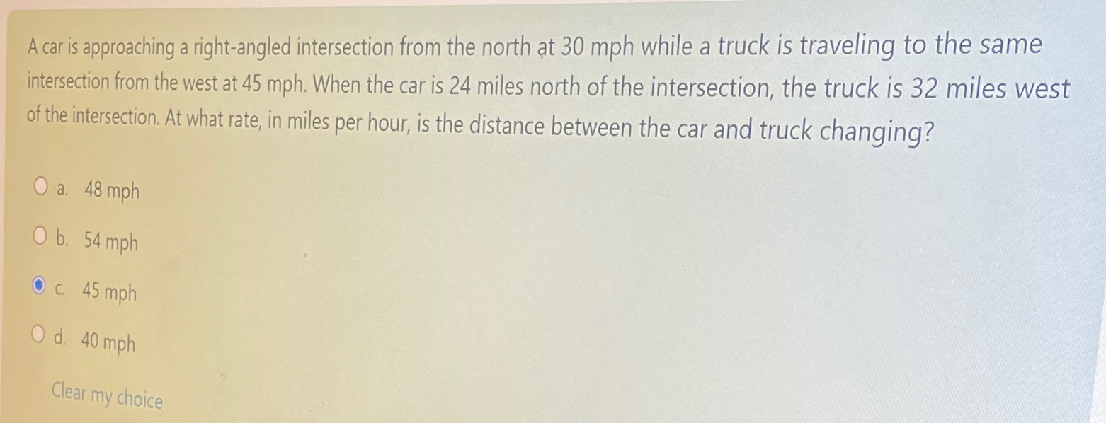 Solved A car is approaching a right-angled intersection from | Chegg.com