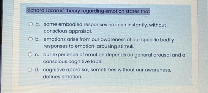 Richard lazarus best sale theory of emotion