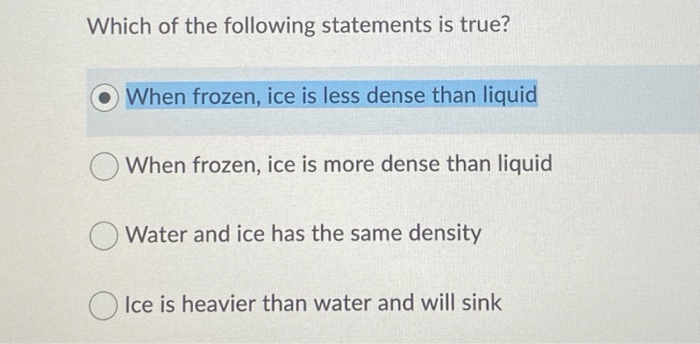 Solved Which Of The Following Statements Is True When Chegg