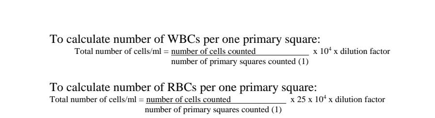 How To Calculate Rbc Solved 1. Calculate the number of red blood cells per ml in | Chegg.com