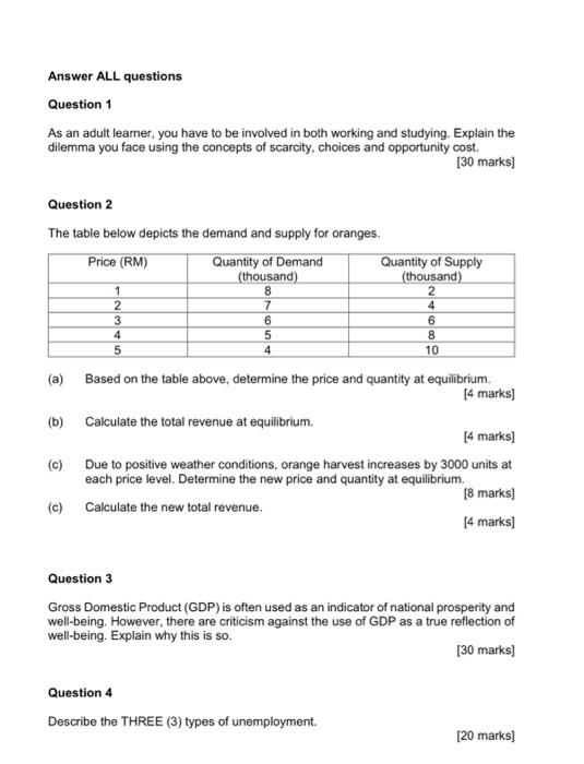 Solved Answer ALL questions Question 1 As an adult learner, | Chegg.com