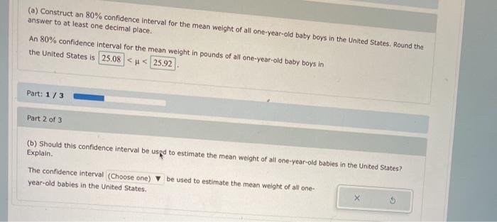 Solved (a) Construct an 80% confidence interval for the mean | Chegg.com