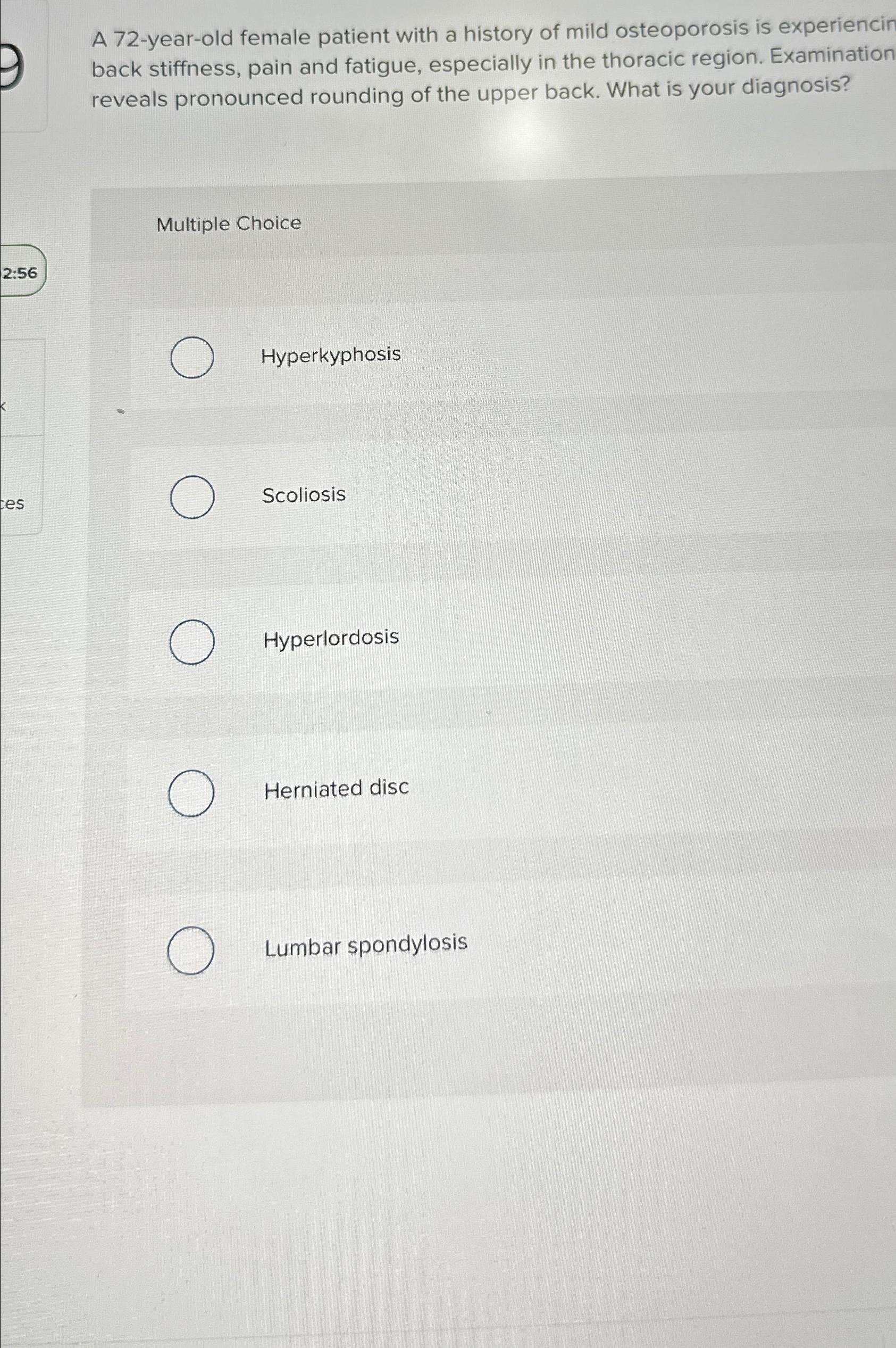 Solved A 72-year-old female patient with a history of mild | Chegg.com
