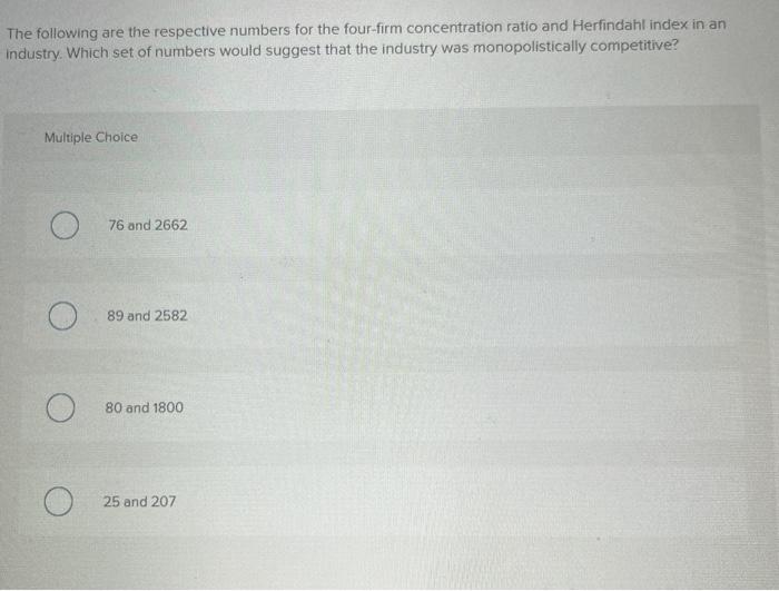 Solved The following are the respective numbers for the