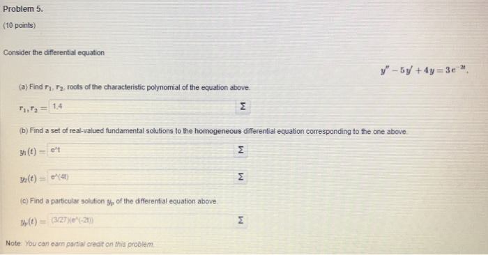 Solved Problem 5. (10 points) Consider the differential | Chegg.com