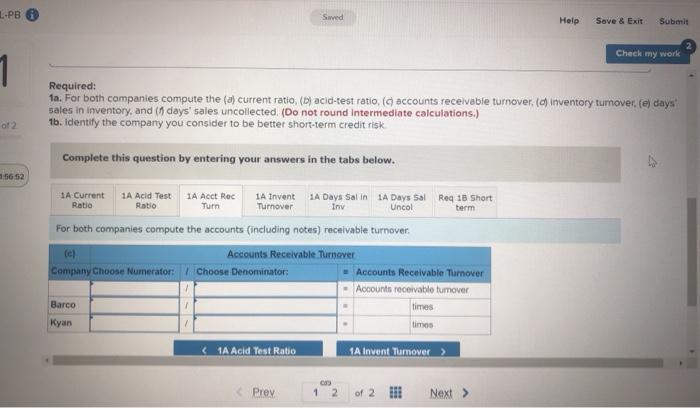Solved Seved Help Save 6 Exit Submit Check my work | Chegg.com