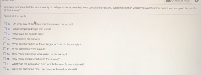 Solved Question Help A Survey Indicates That The Vast | Chegg.com