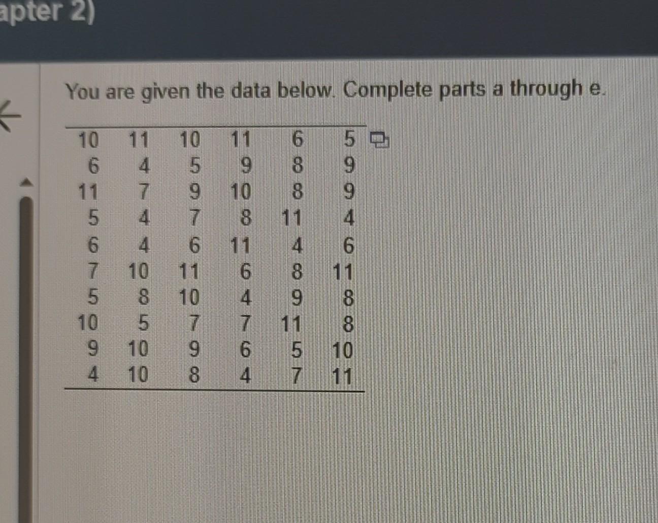 Solved You are given the data below. Complete parts a | Chegg.com