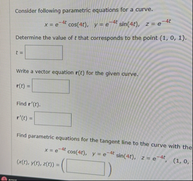 Solved Consider following parametric equations for a | Chegg.com