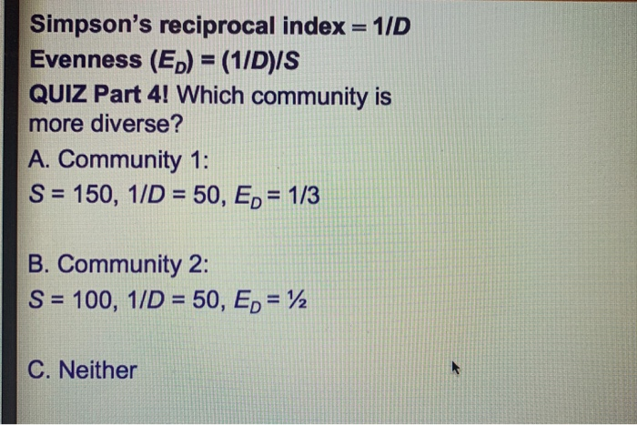 simpson's reciprocal index 1 d
