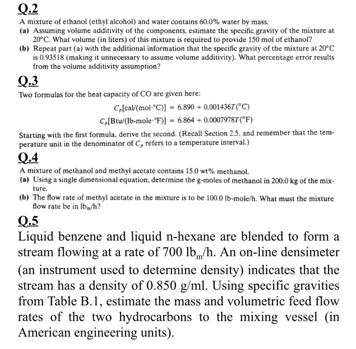 Solved Q.2 A mixture of ethanol (ethyl alcohol) and water