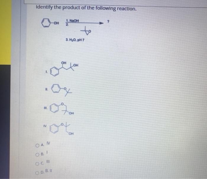 Solved Identify the product of the following reaction. OH 1. | Chegg.com