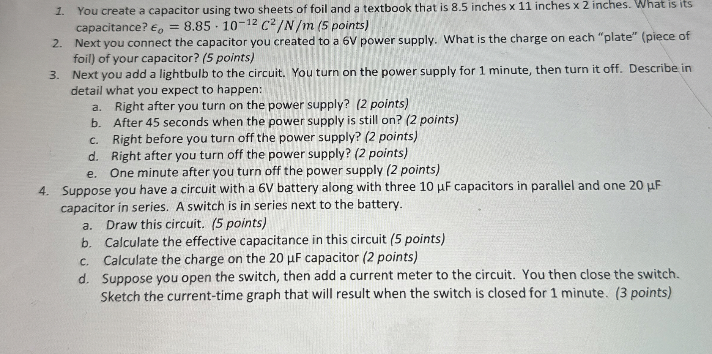 Solved You create a capacitor using two sheets of foil and a | Chegg.com
