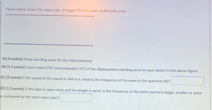 Solved Figure below shows the organ pipe of length 75.0 cm, | Chegg.com