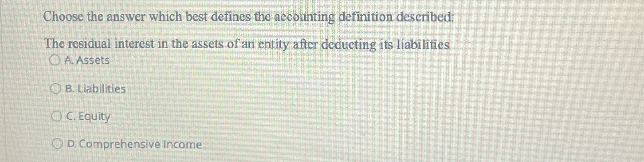 Solved Choose the answer which best defines the accounting | Chegg.com