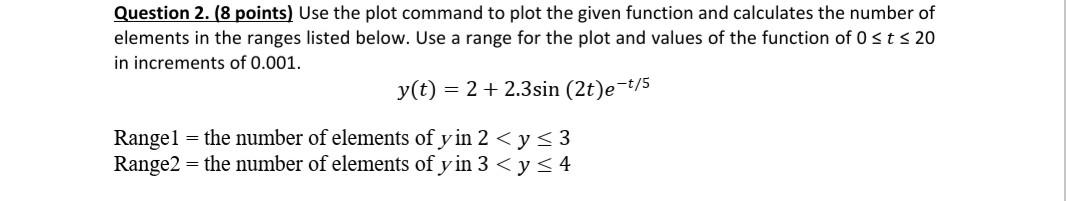 Solved Question 2. (8 points) Use the plot command to plot | Chegg.com