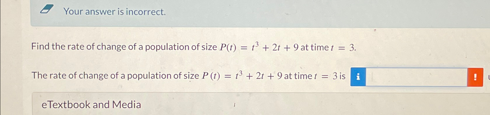Solved Your answer is incorrect.Find the rate of change of a | Chegg.com