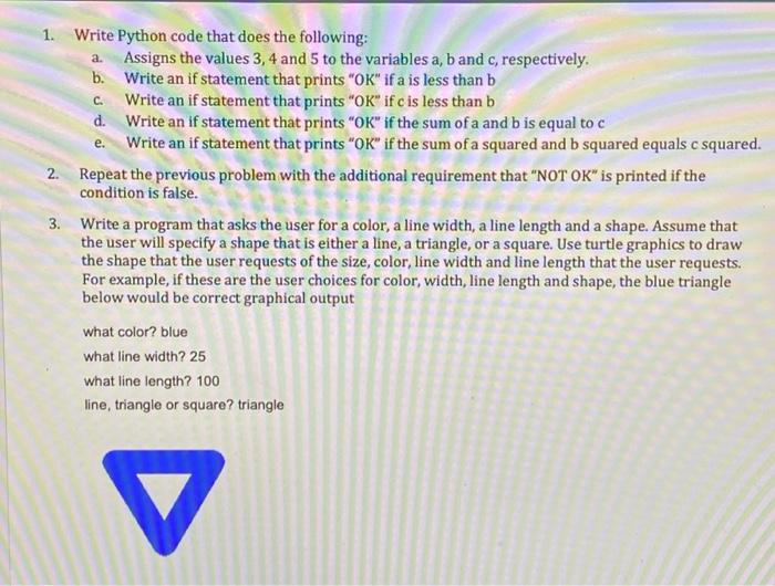 Solved a. C. 1. Write Python code that does the following: | Chegg.com