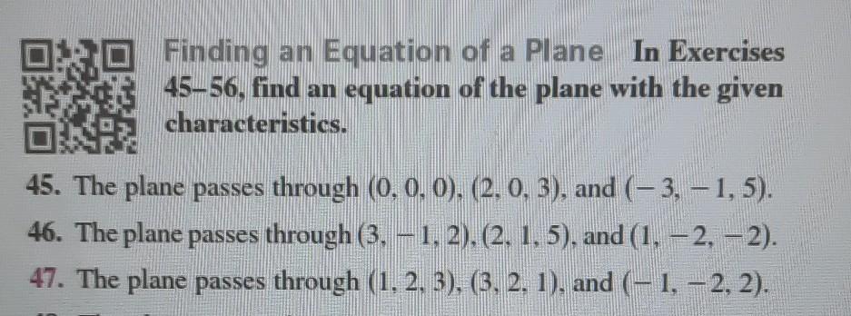 Solved Finding an Equation of a Plane In Exercises 45−56, | Chegg.com
