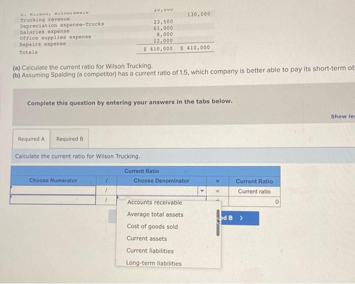 Solved (a) Calculate The Current Ratio For Wilson | Chegg.com