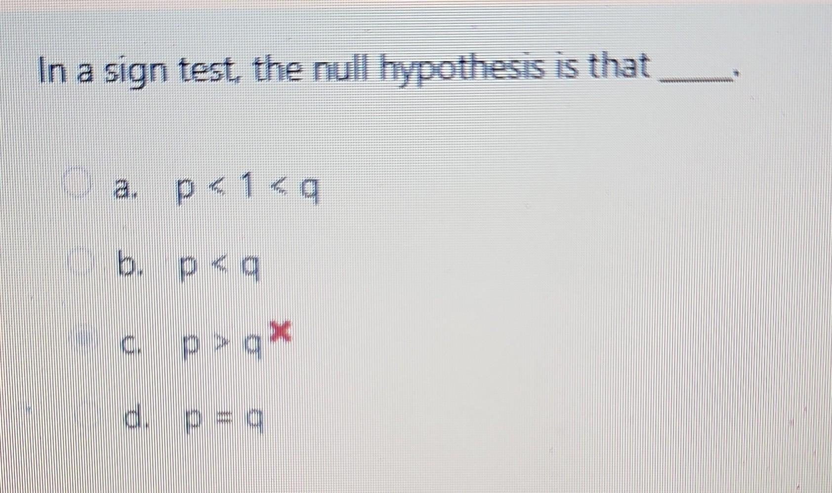 null hypothesis for sign test