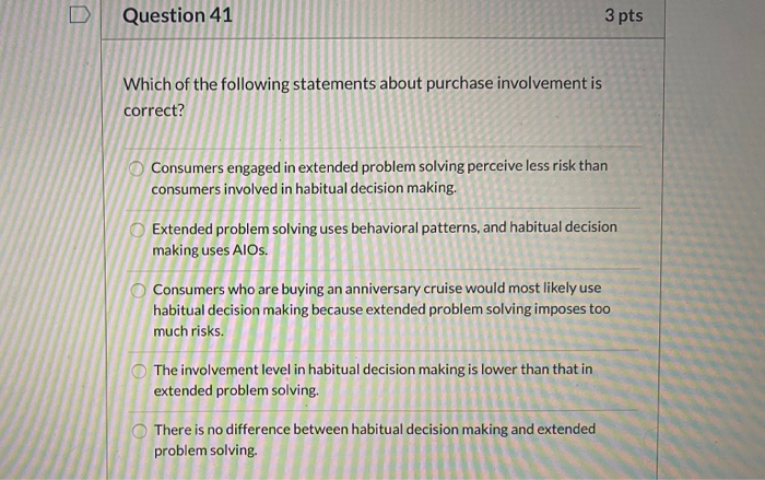 Solved Question 41 3 pts Which of the following statements | Chegg.com