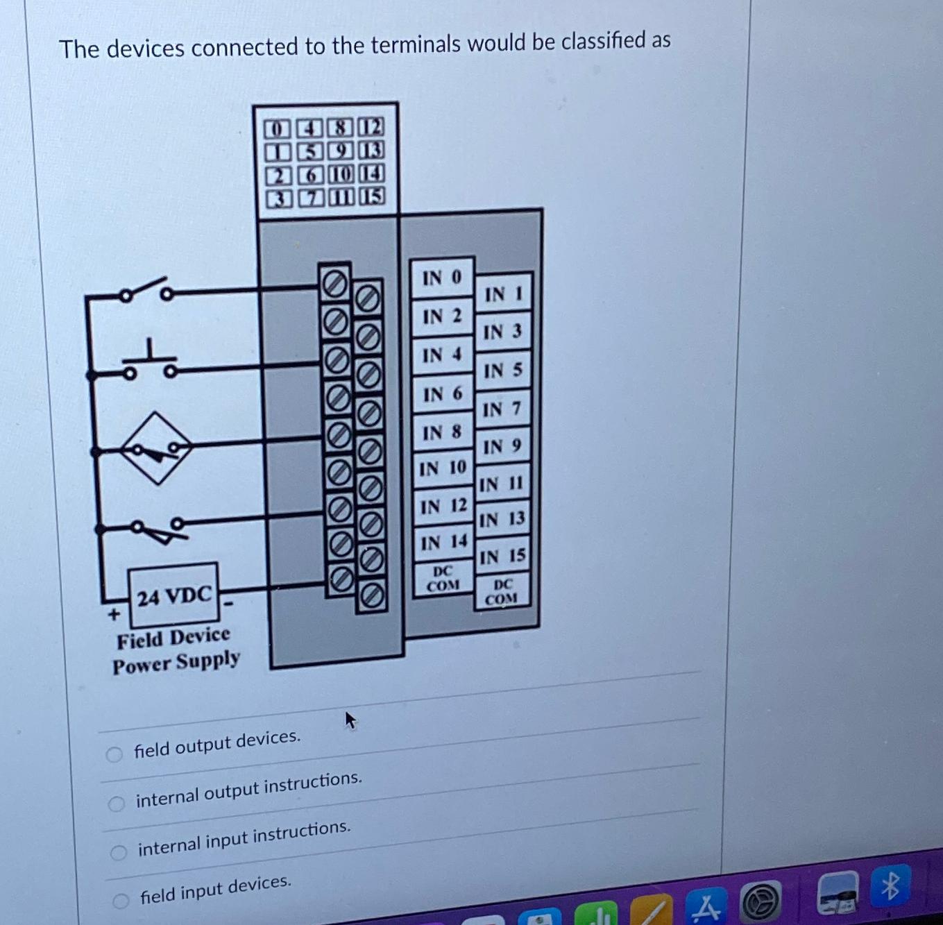 Solved The devices connected to the terminals would be | Chegg.com
