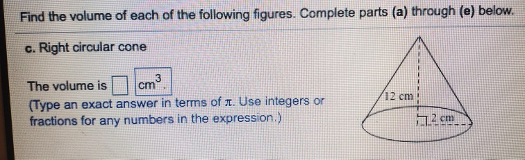 Solved Find the volume of each of the following figures. | Chegg.com
