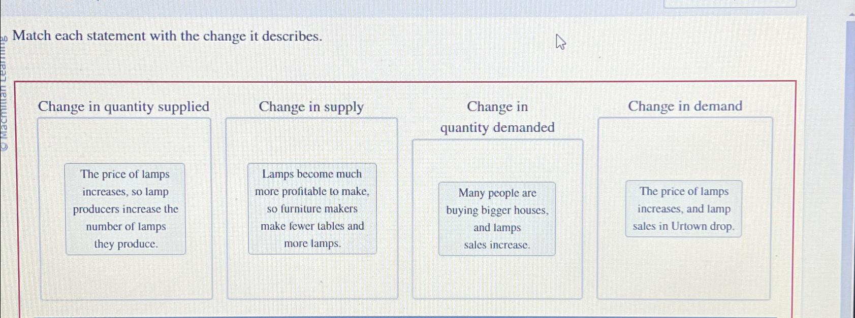 Solved Match each statement with the change it