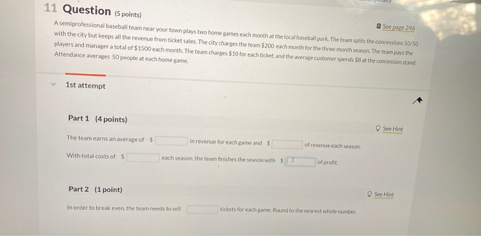 Solved 11 Question (5 points) See page 246 A | Chegg.com