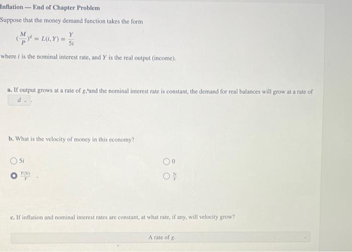 Solved Inflation - End Of Chapter Problem Suppose That The | Chegg.com