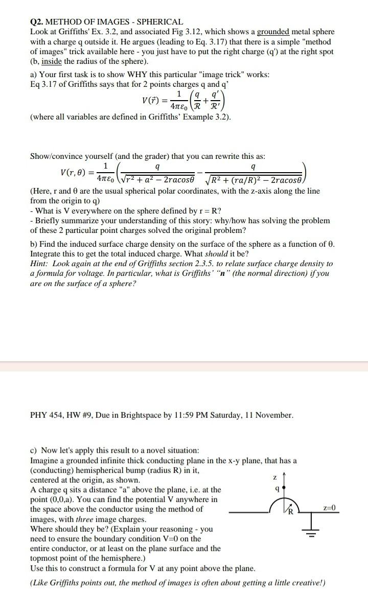 Solved Q2. METHOD OF IMAGES - SPHERICAL Look at Griffiths' | Chegg.com