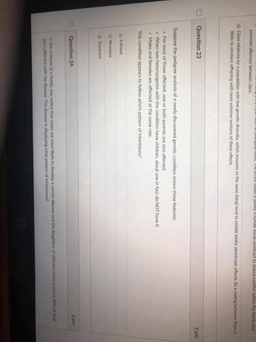 Solved nvas Question 22 2 pts Why exactly is low genetic | Chegg.com