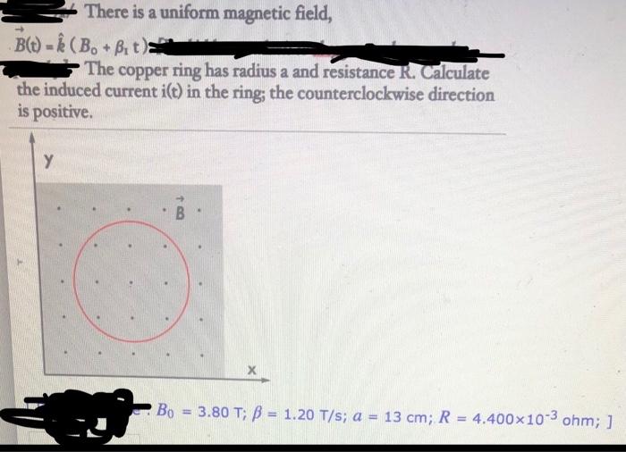 Solved There Is A Uniform Magnetic Field B T E Be Chegg Com