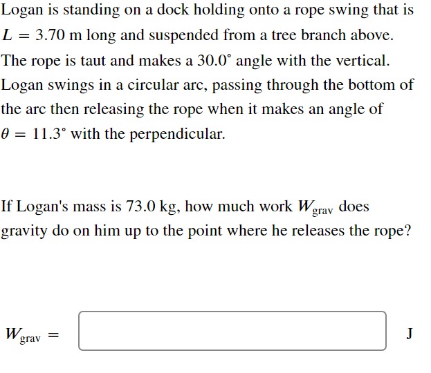 Solved Logan is standing on a dock holding onto a rope swing