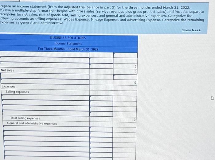 Solved 4. Prepare an income statement (from the adjusted | Chegg.com