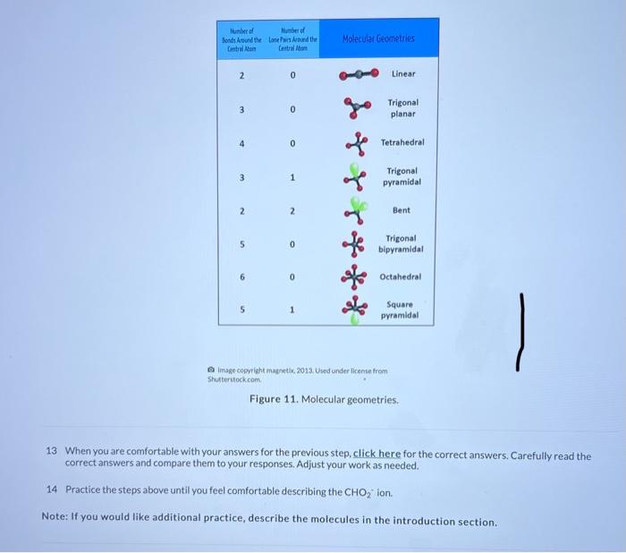 (.) Image copvight mayetix, 2013. Used under Iicense from Shutteritock com.

Figure 11. Molecular geometries.
13 When you are