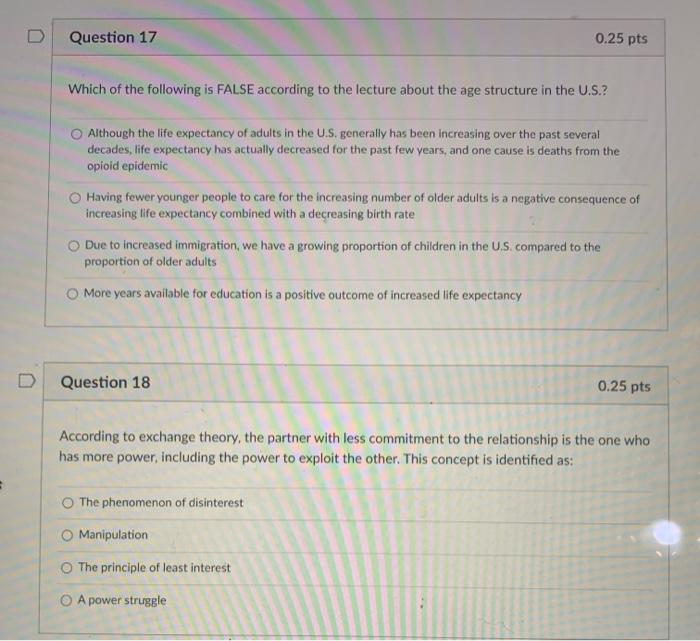Solved D Question 17 0.25 pts Which of the following is | Chegg.com