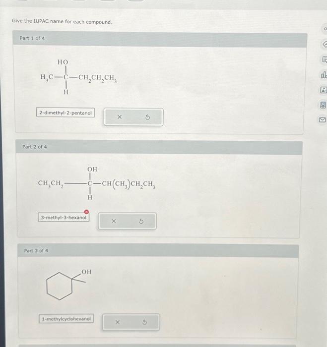 Solved Give the IUPAC name for each compound. Part 1 of 4 | Chegg.com