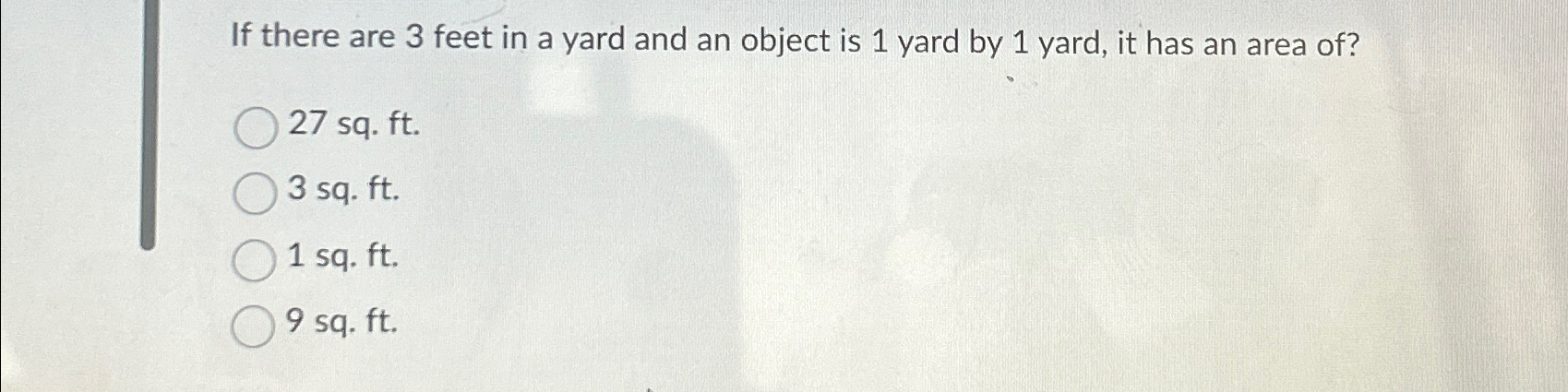 Solved If there are 3 ﻿feet in a yard and an object is 1 | Chegg.com